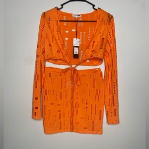 Orange two piece skirt sent from fashion nova